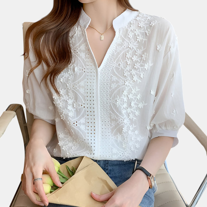 Beverly | Eyelet Lace Front Blouse