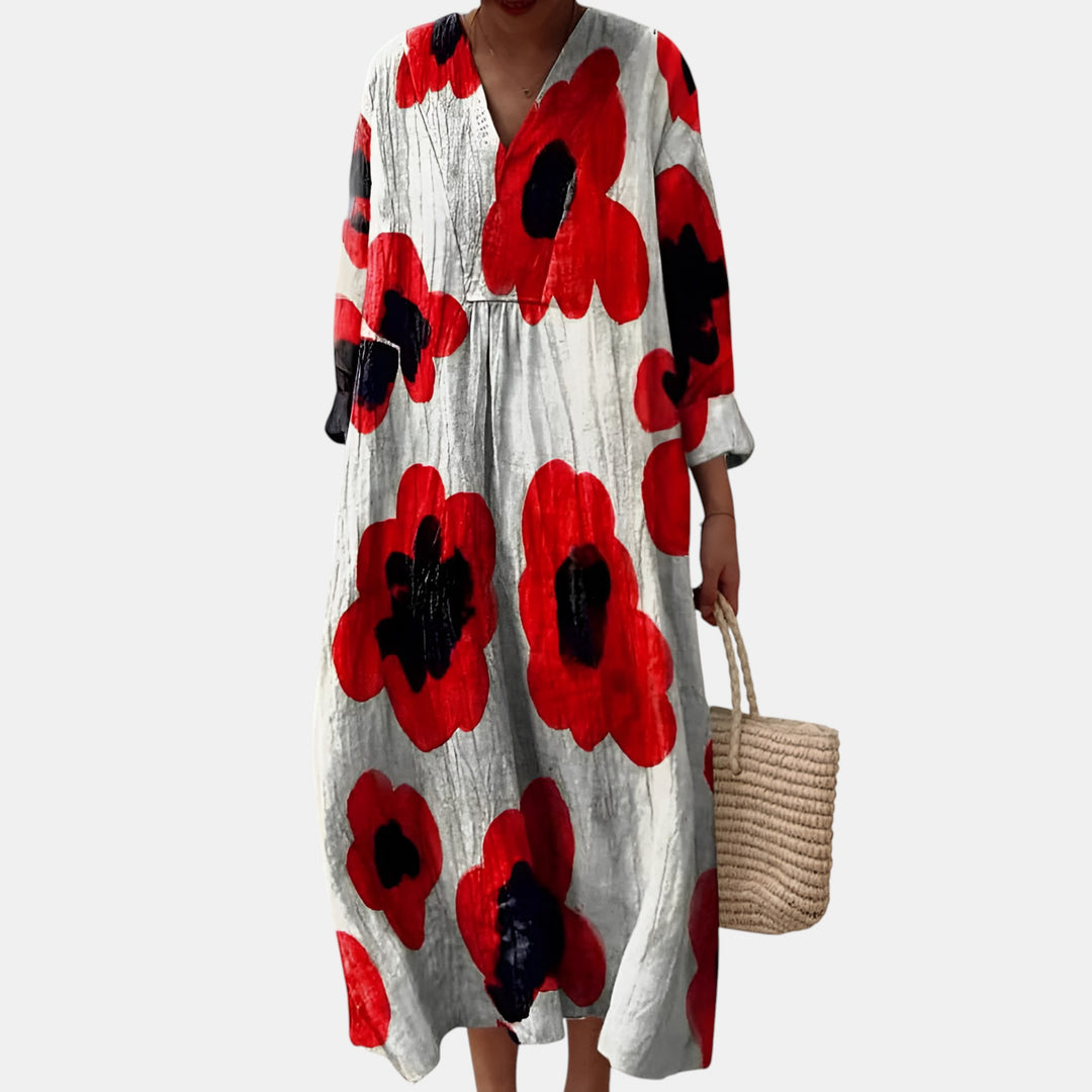 Darlene | Patchwork Print Long Sleeve Maxi Dress
