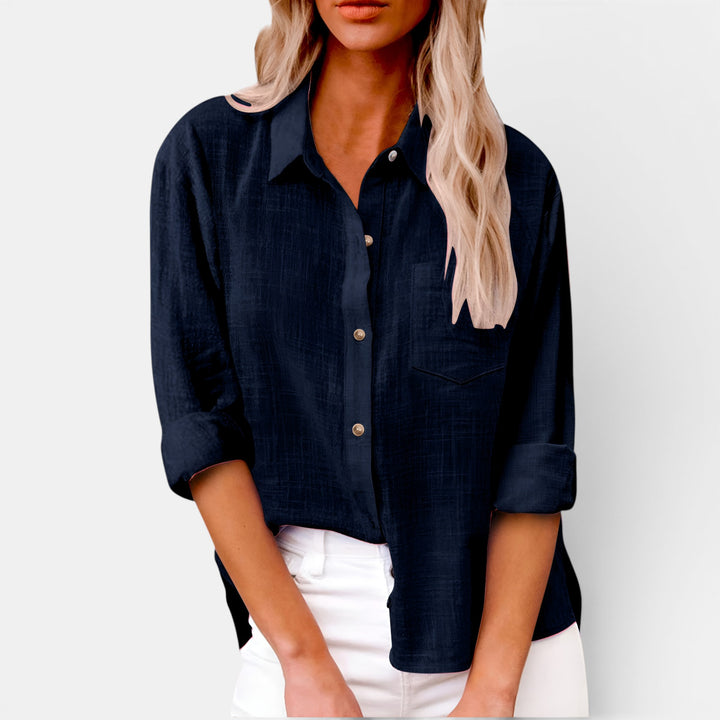 Ellie | Long Sleeve Button-Front Shirt with Chest Pocket