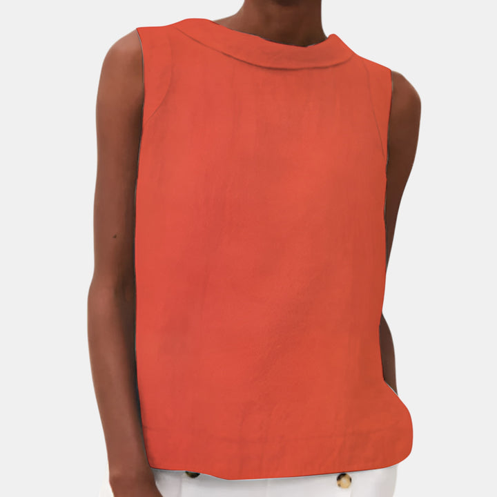 Trudy | Folded Collar Sleeveless Top