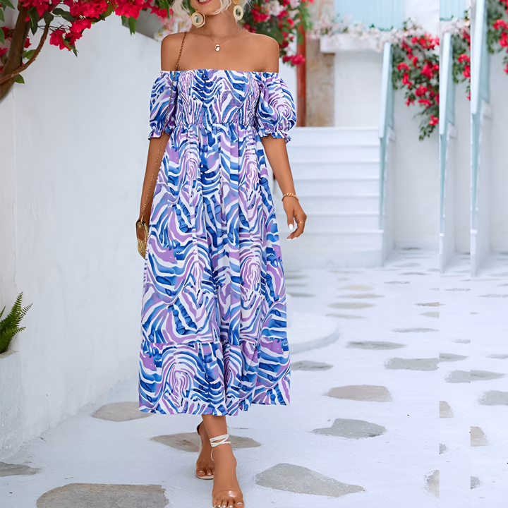 Rosemary | Off-Shoulder Smocked Midi Dress