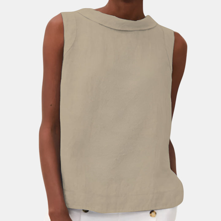 Trudy | Folded Collar Sleeveless Top