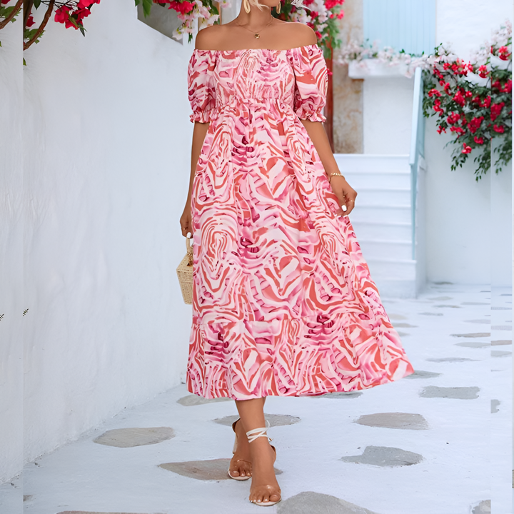 Rosemary | Off-Shoulder Smocked Midi Dress