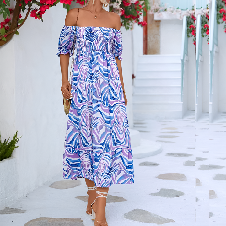 Rosemary | Off-Shoulder Smocked Midi Dress