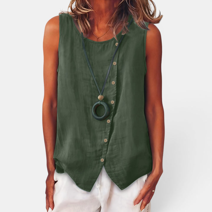 Eugenia | Sleeveless Vest Top with Asymmetric Button Detail