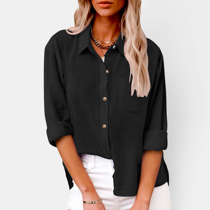 Ellie | Long Sleeve Button-Front Shirt with Chest Pocket