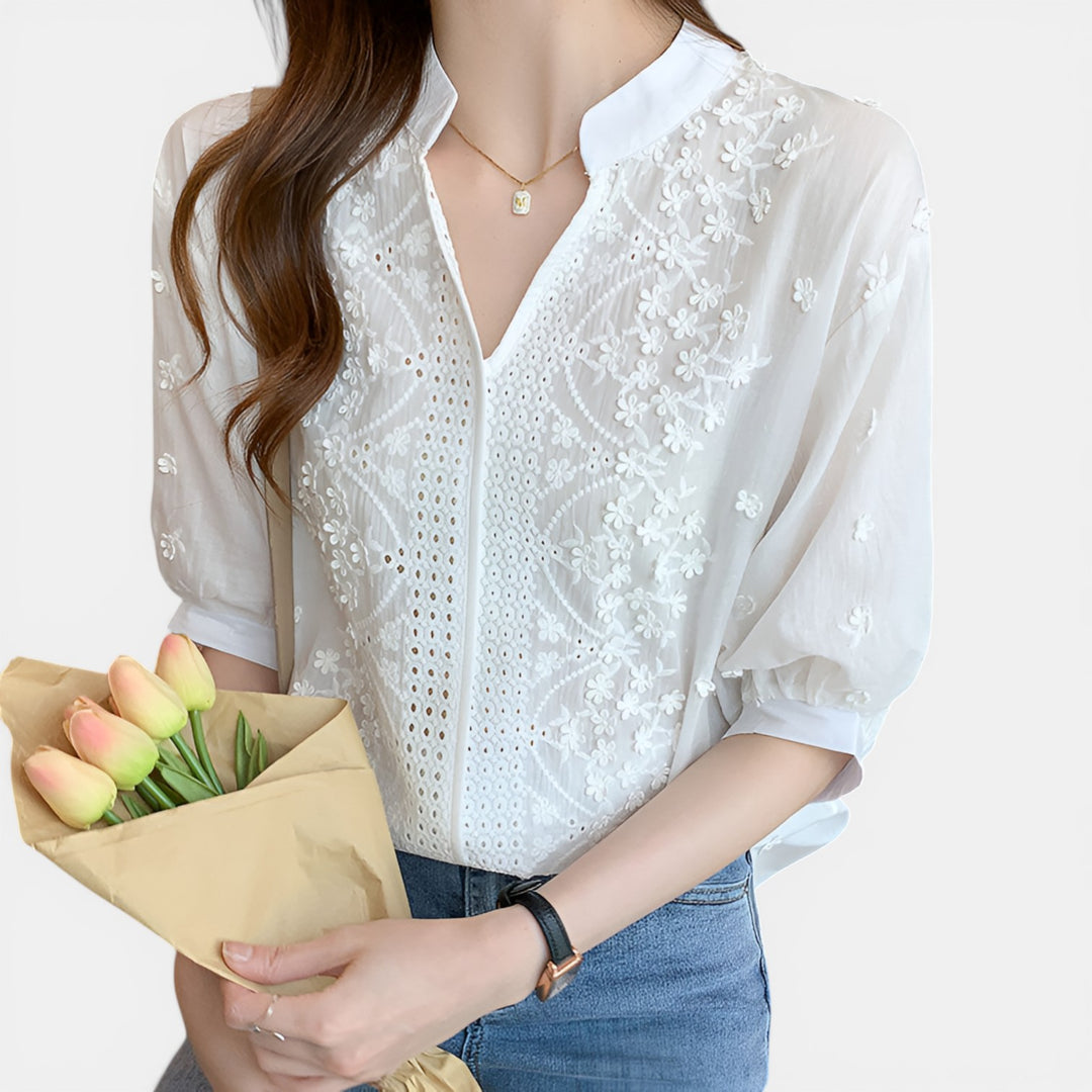 Beverly | Eyelet Lace Front Blouse