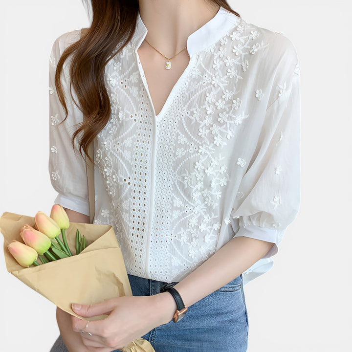 Beverly | Eyelet Lace Front Blouse