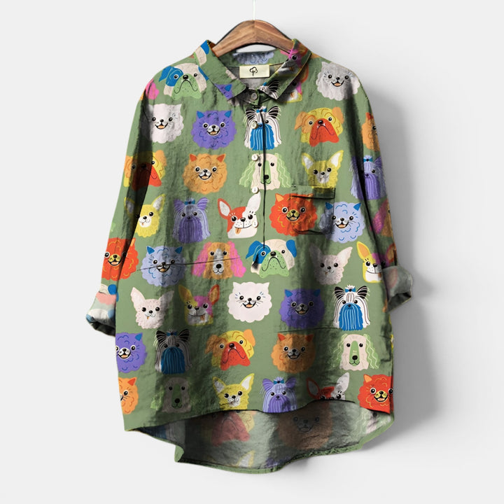 Bernice | Long Sleeve Printed Shirt with Chest Pocket