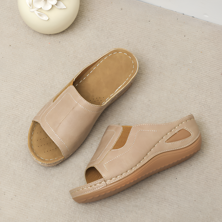 Gloria | Peep-Toe Wedge Slip-On Slide Sandal