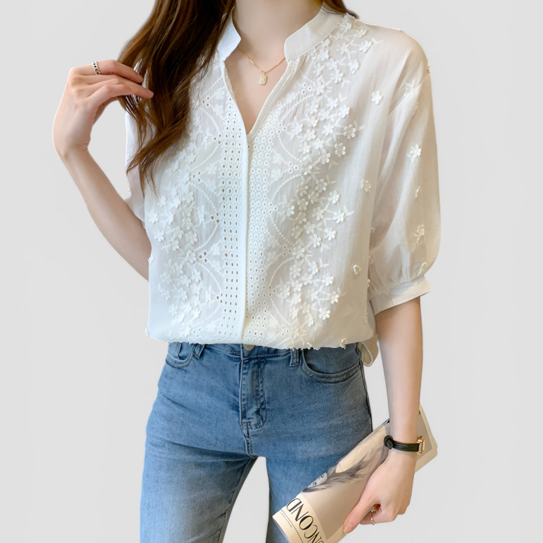 Beverly | Eyelet Lace Front Blouse