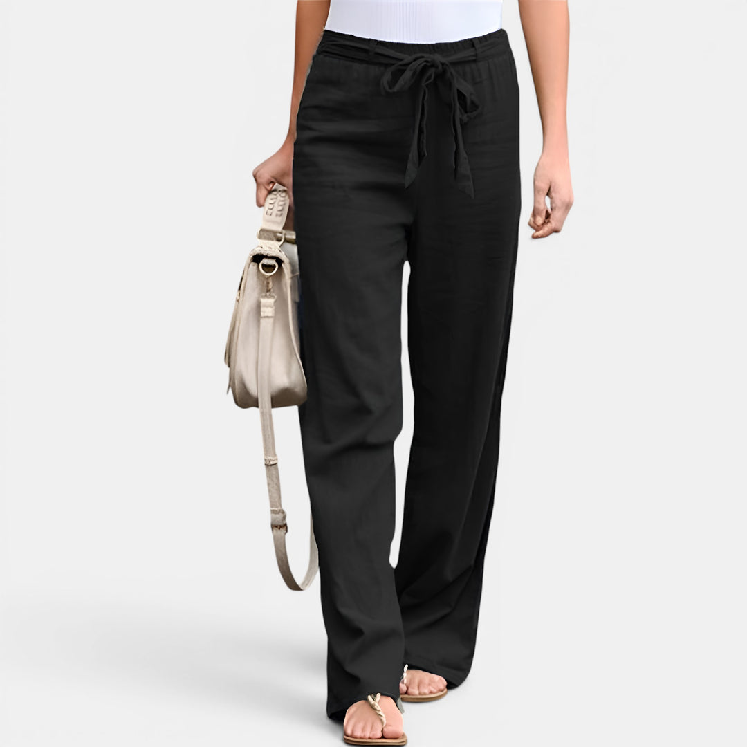 Claudia | Wide-Leg High-Waist Pants with Self-Tie Bow Waist