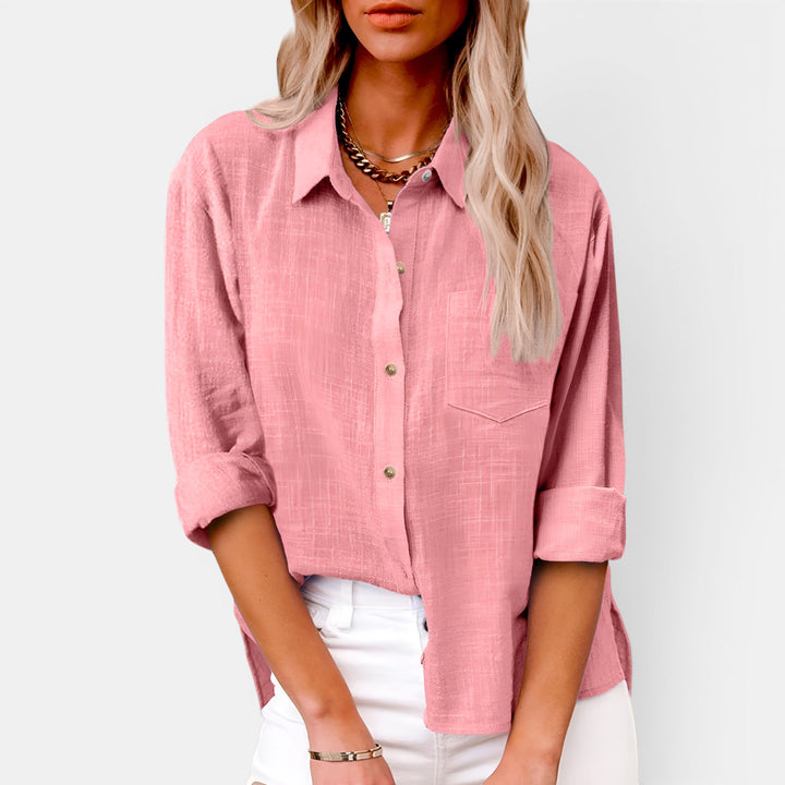 Ellie | Long Sleeve Button-Front Shirt with Chest Pocket