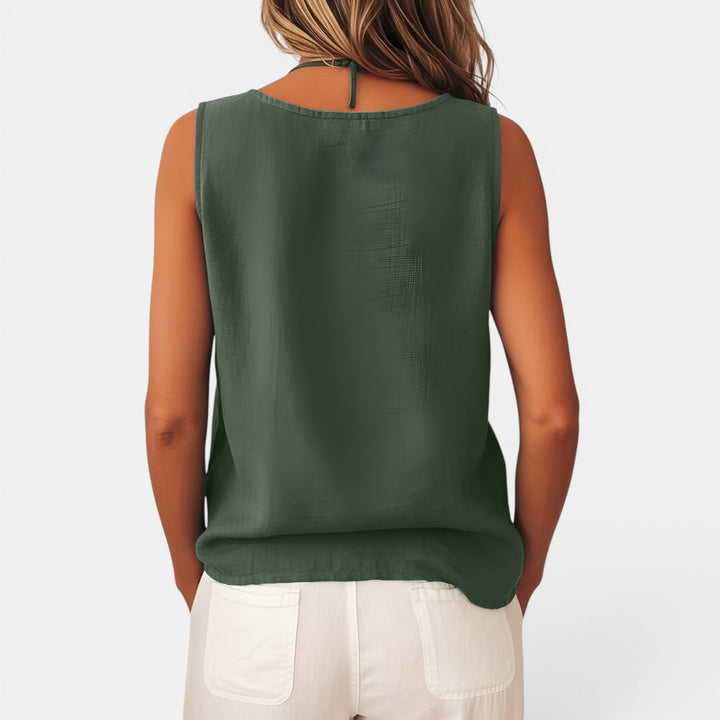 Eugenia | Sleeveless Vest Top with Asymmetric Button Detail