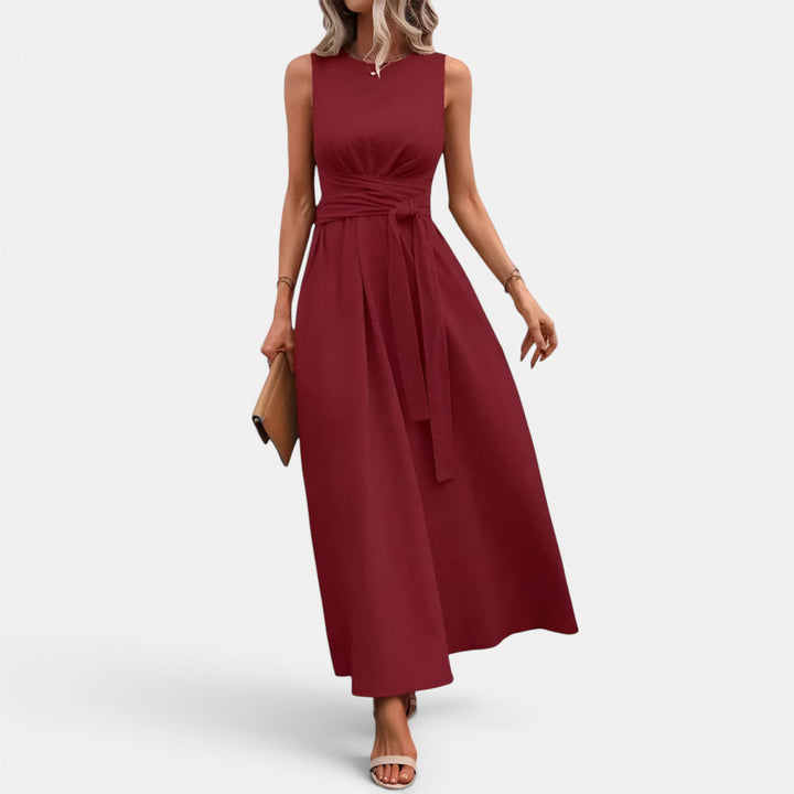 Phyllis | Sleeveless Maxi Dress with Tie-Back and Side Pockets