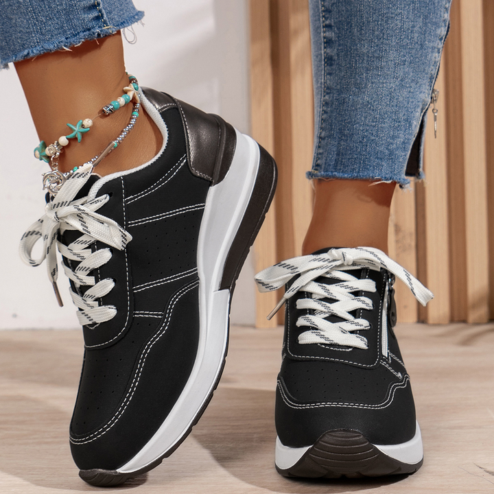 Susan | Lace-Up Sneaker with Side Zip and Chunky Outsole