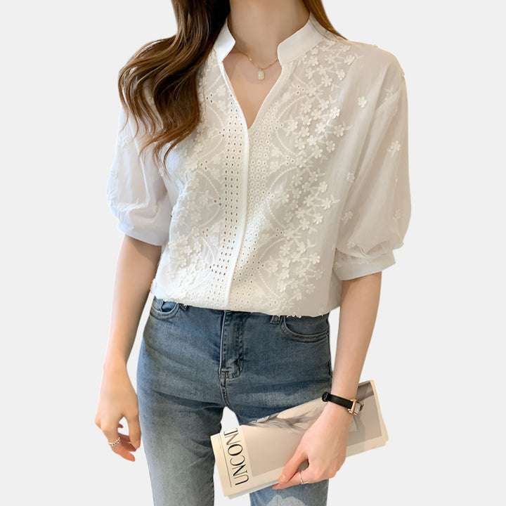 Beverly | Eyelet Lace Front Blouse