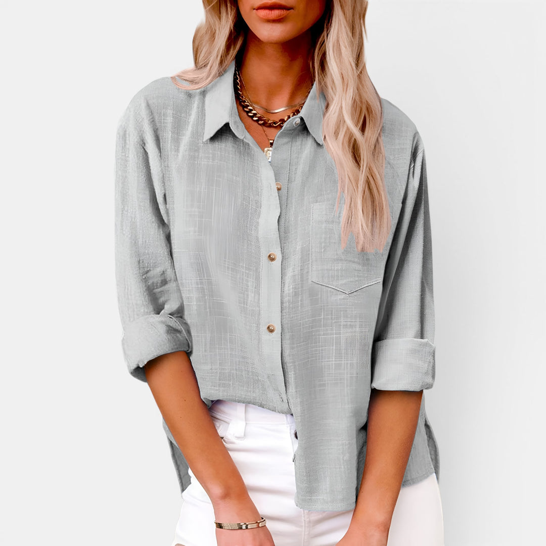 Ellie | Long Sleeve Button-Front Shirt with Chest Pocket