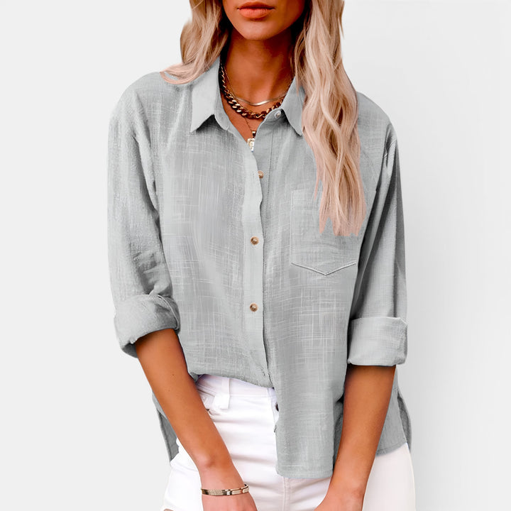 Ellie | Long Sleeve Button-Front Shirt with Chest Pocket