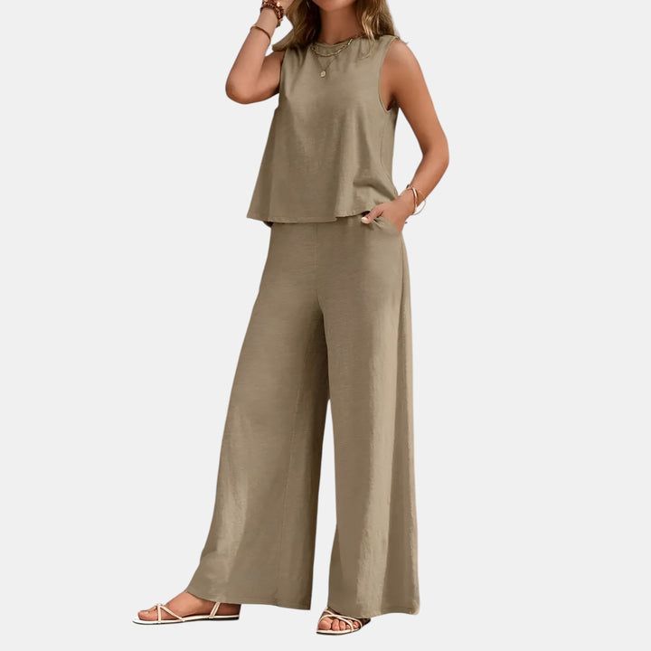 Gloria | Sleeveless Top and Wide-Leg Pants Set