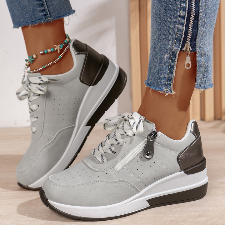 Susan | Lace-Up Sneaker with Side Zip and Chunky Outsole