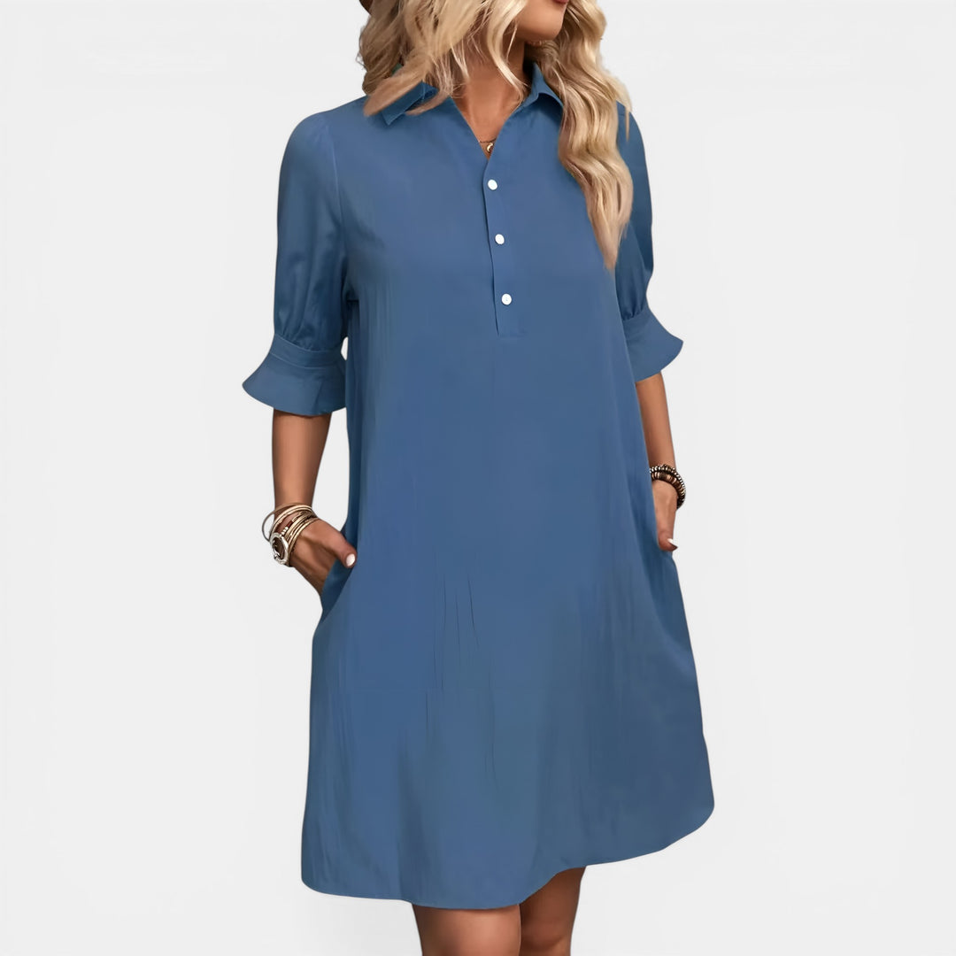 Leonora | Collared Button-Down Mini Dress