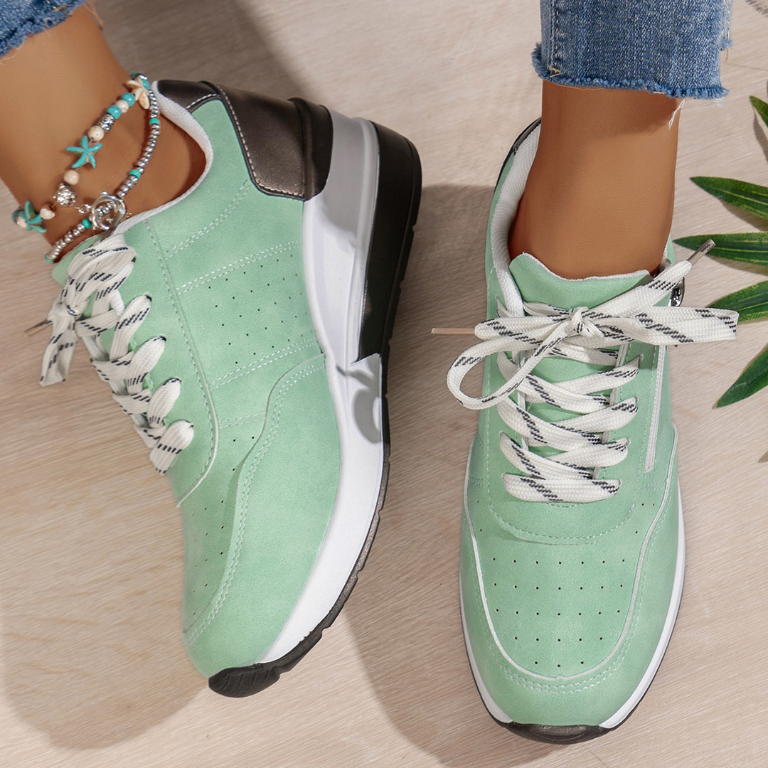 Susan | Lace-Up Sneaker with Side Zip and Chunky Outsole