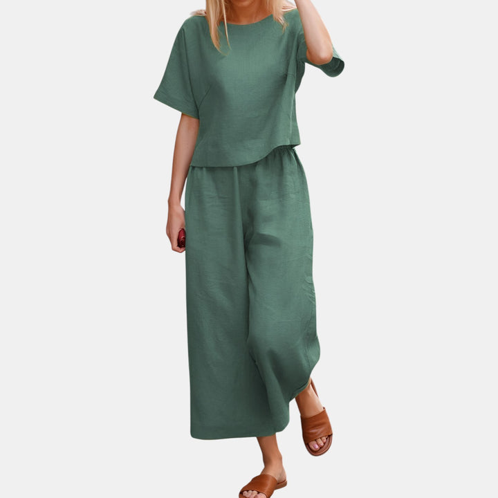 Vera | Short Sleeve Top and Wide-Leg Pants Set