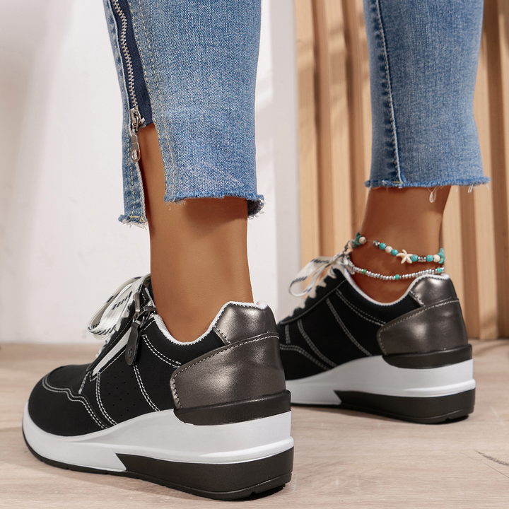 Susan | Lace-Up Sneaker with Side Zip and Chunky Outsole