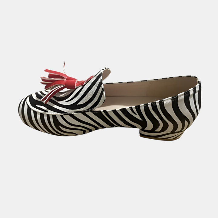 Sylvia | Rounded Toe Slip-On Loafer with Tassel Detail