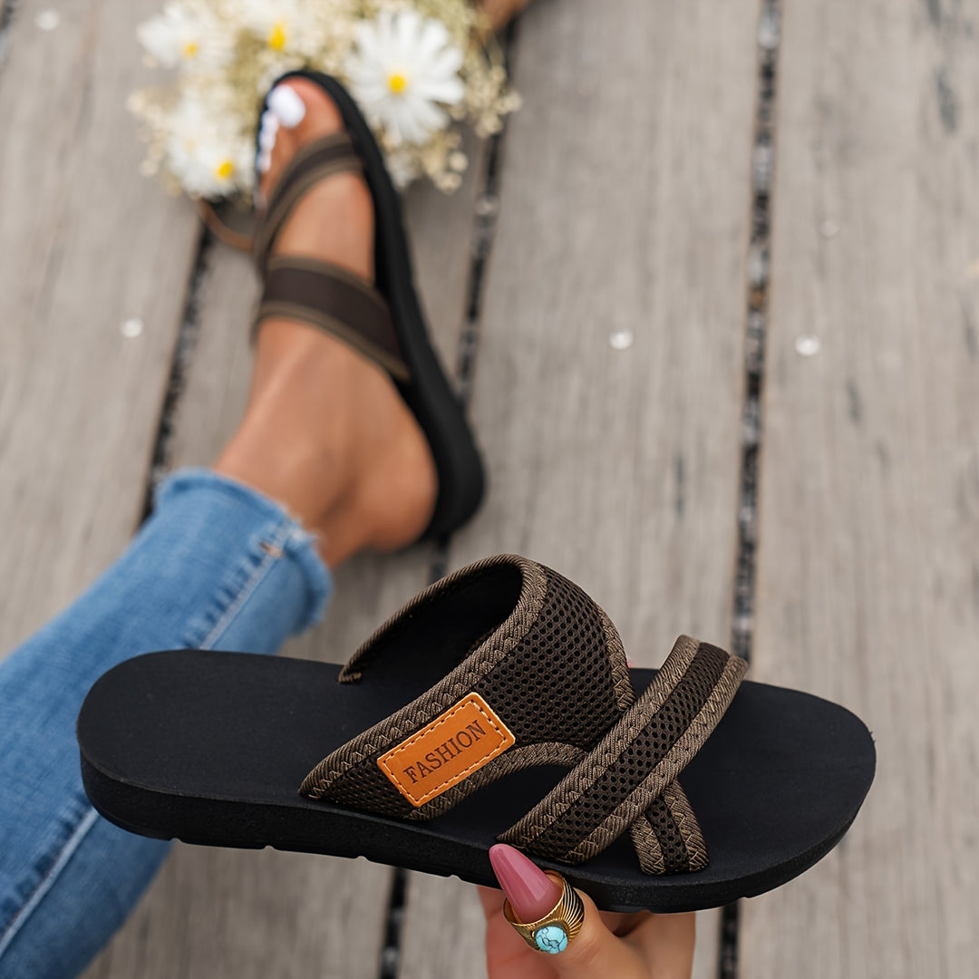 Antoinette | Wide Strap Flat Slide Sandal