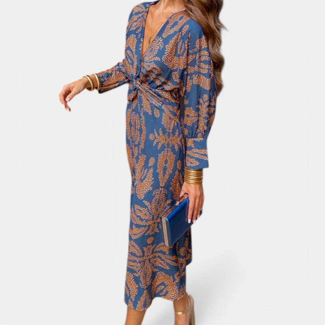 Laura | Twist-Front Long Sleeve Maxi Dress