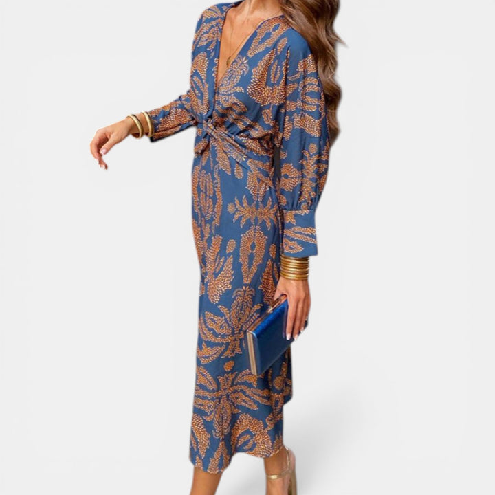 Laura | Twist-Front Long Sleeve Maxi Dress