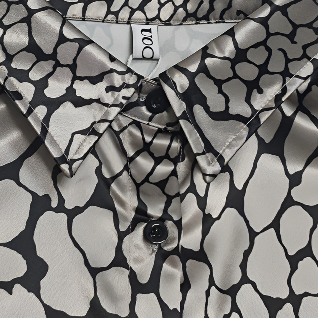 Rosemary | Long Sleeve Snakeskin Print Button-Up Blouse