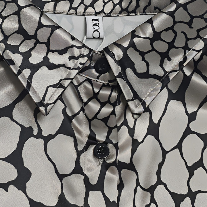 Rosemary | Long Sleeve Snakeskin Print Button-Up Blouse