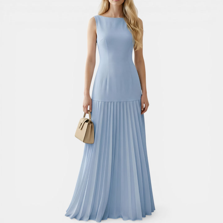 Barbara | Sleeveless Pleated Maxi Evening Dress