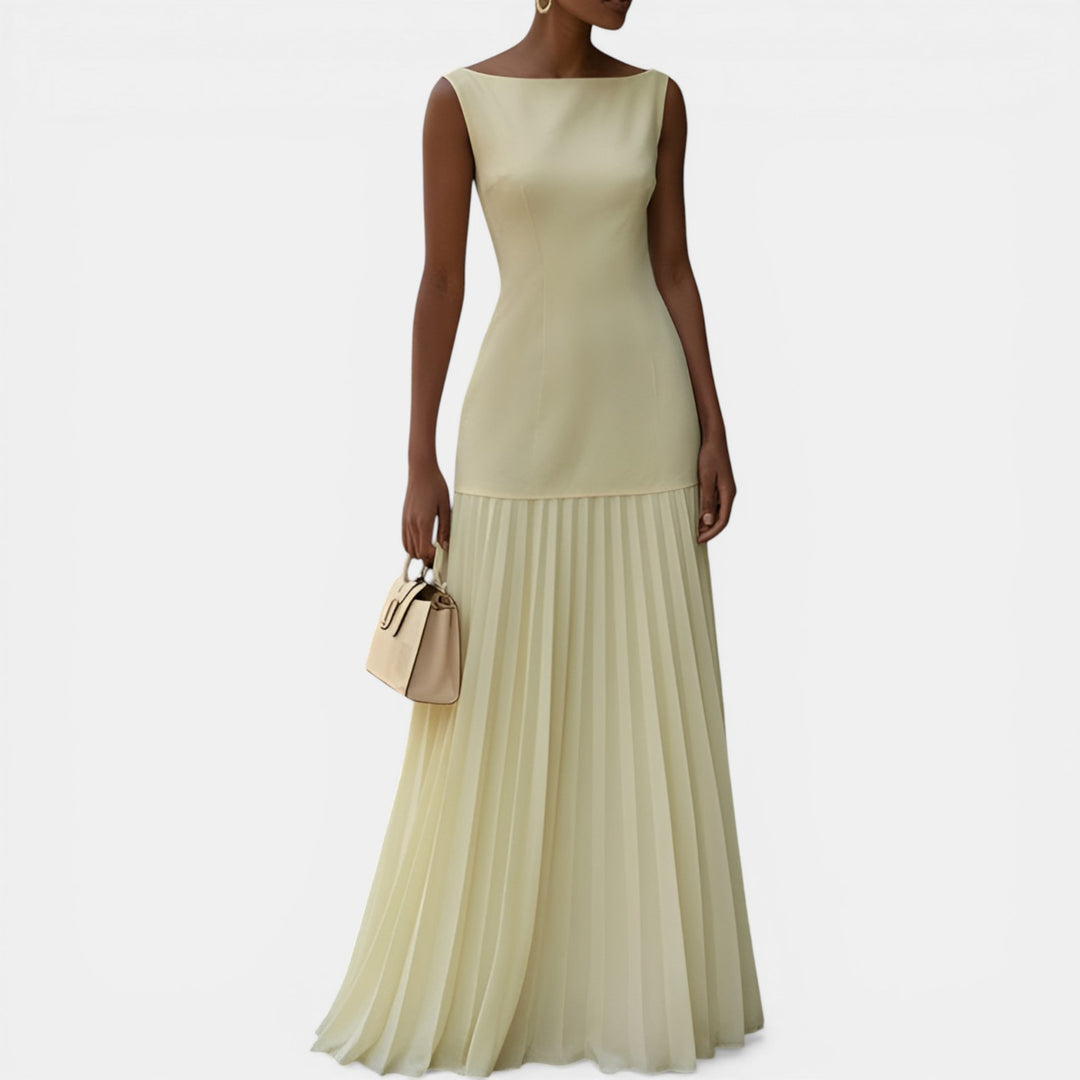Barbara | Sleeveless Pleated Maxi Evening Dress
