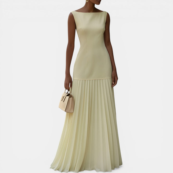 Barbara | Sleeveless Pleated Maxi Evening Dress
