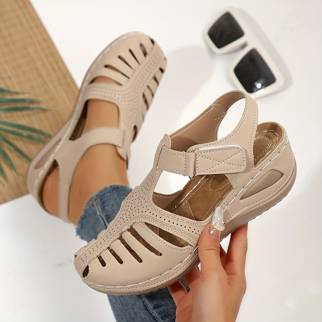 Claudette | Closed Toe Wedge Sandal with Cut-Out Upper