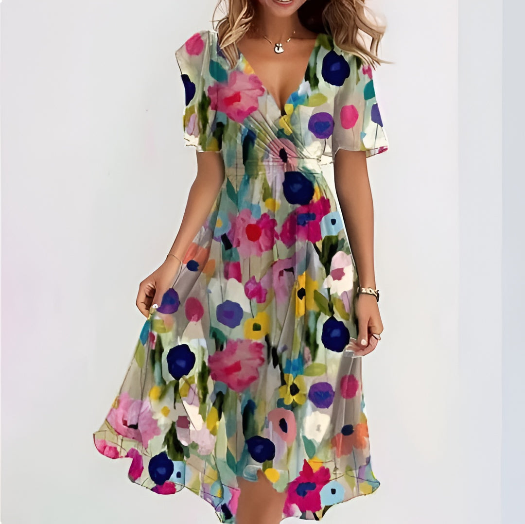 Helen | Flutter Sleeve Surplice Midi Dress