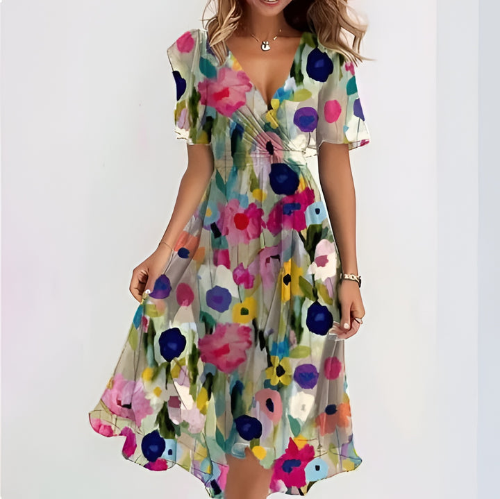Helen | Flutter Sleeve Surplice Midi Dress