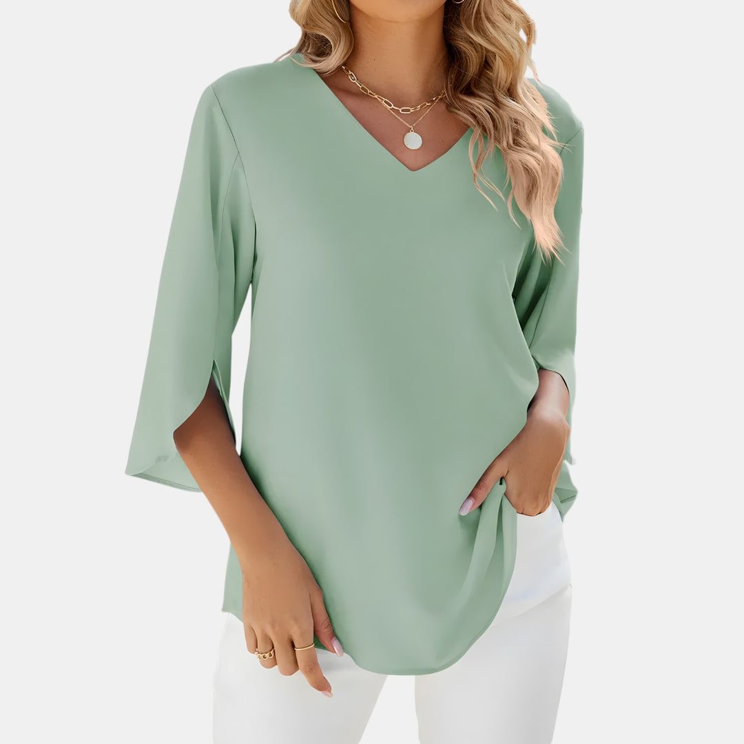 Diane | V-Neck Split Sleeve Blouse