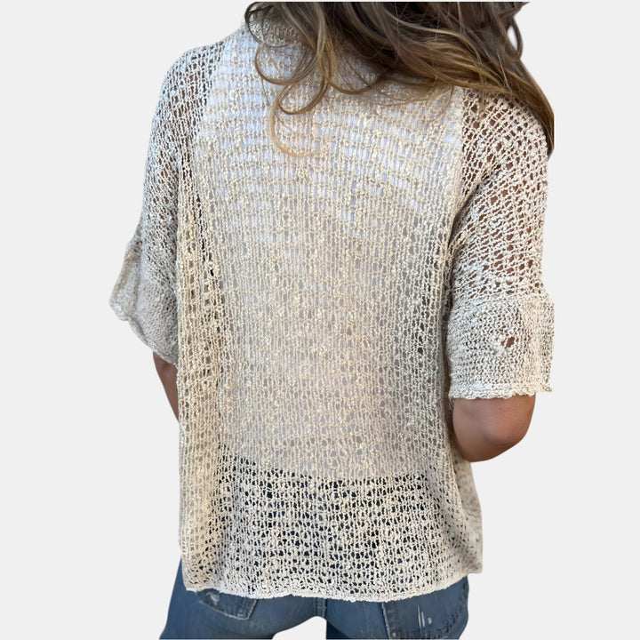 Helen | V-Neck Lace Knit Top