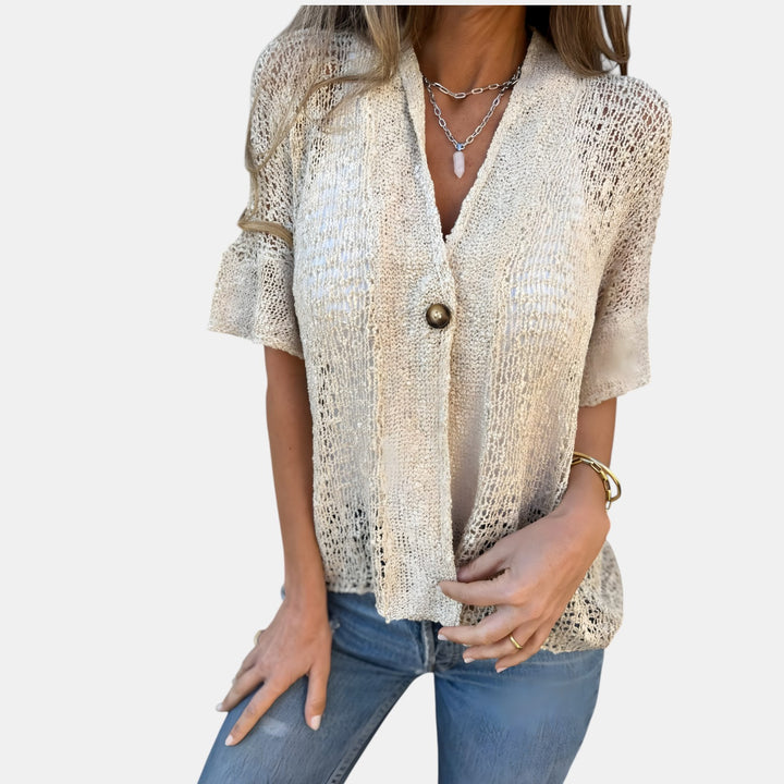 Helen | V-Neck Lace Knit Top