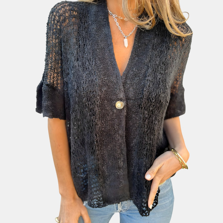 Helen | V-Neck Lace Knit Top