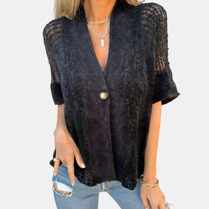 Helen | V-Neck Lace Knit Top