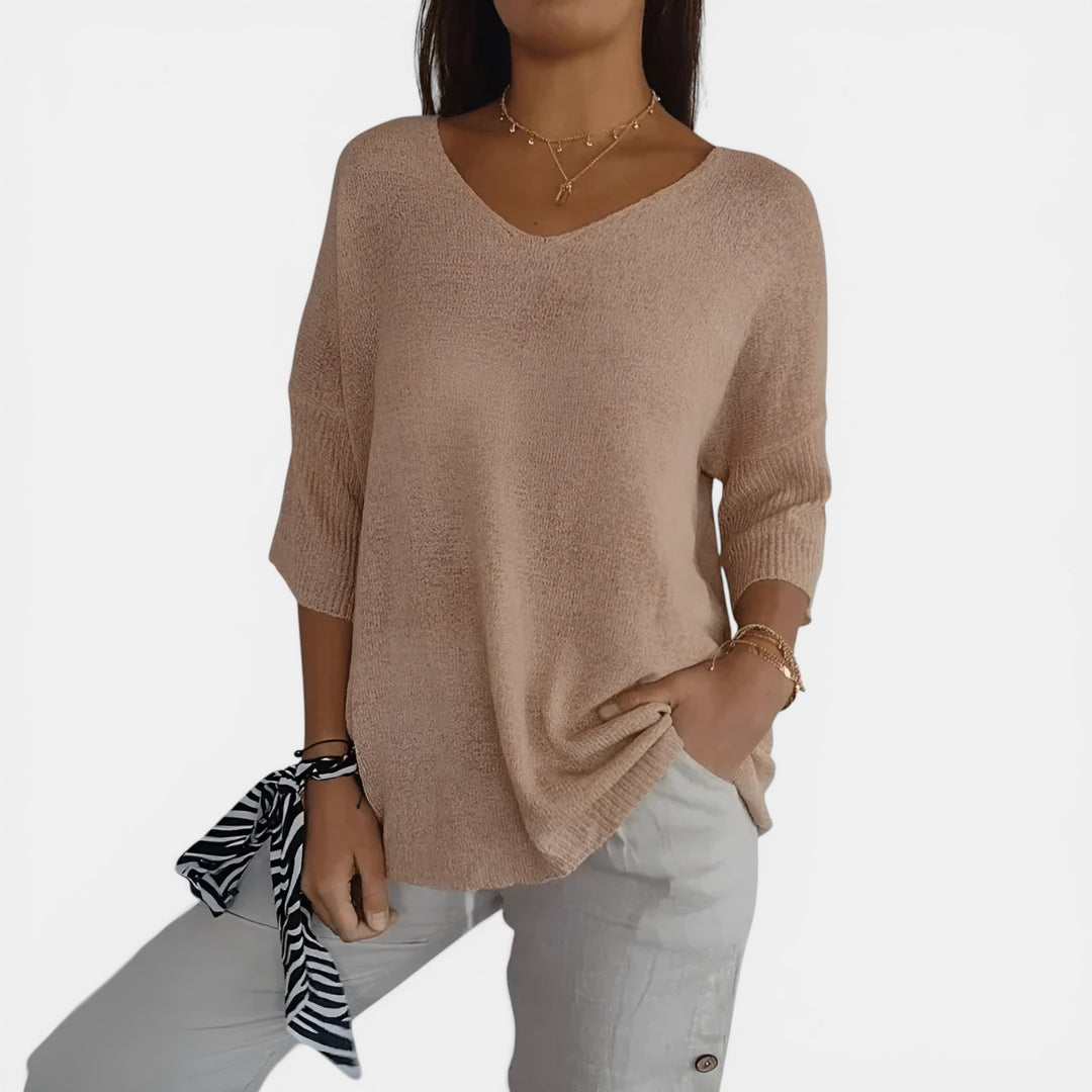 Susan | V-Neck 3/4 Sleeve Relaxed Top