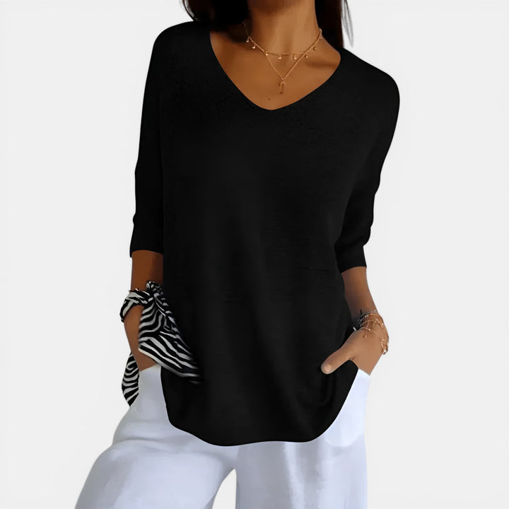 Susan | V-Neck 3/4 Sleeve Relaxed Top