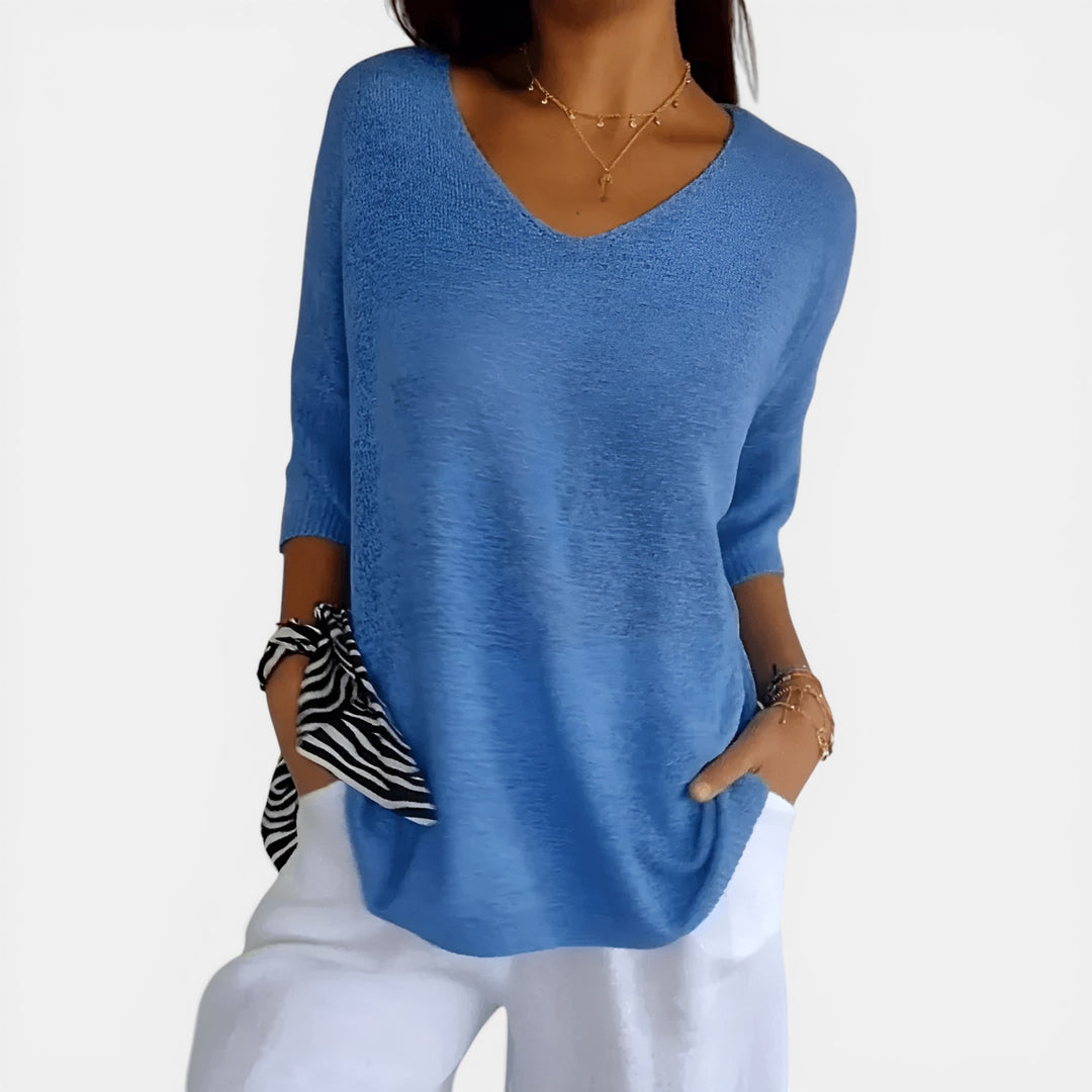 Susan | V-Neck 3/4 Sleeve Relaxed Top
