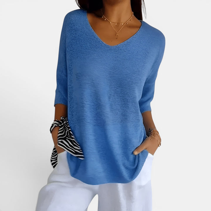 Susan | V-Neck 3/4 Sleeve Relaxed Top